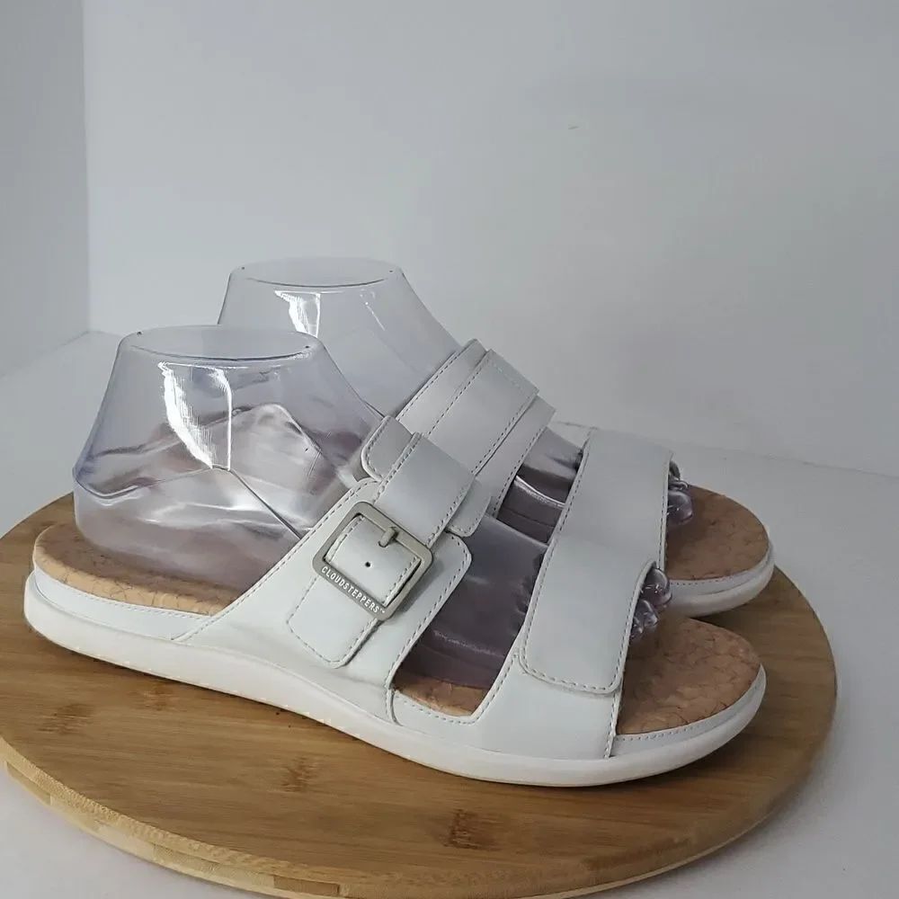 Cloudsteppers by Clarks Women's Step June Tide Slide White Sandal Size 9W